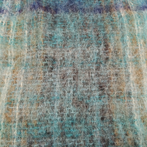 Royal Scot Mohair Wool Plaid Scarf Blue - Picture 4 of 6